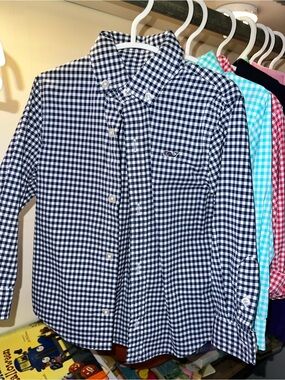 Vineyard Vines Navy and White Gingham Button-Down Shirt